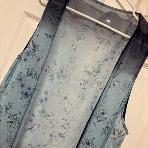 Sleeveless Ombré Floral Duster